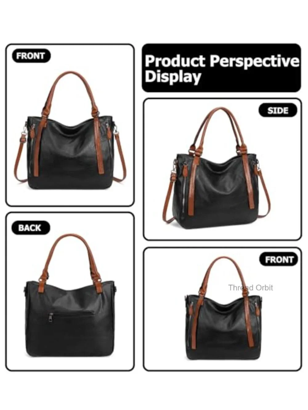 Vintage Slouchy Tote Bag Large Vegan Leather Hobo Shoulder Bag with Adjustable